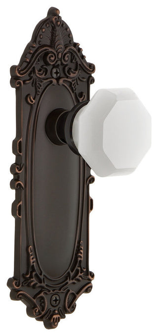 Victorian Plate Double Dummy Waldorf White Milk Glass Knob, Timeless Bronze