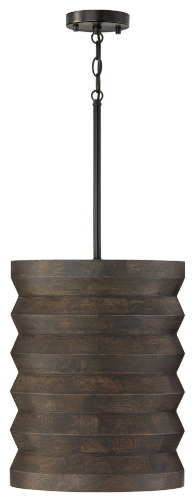 Capital Lighting 354011 Dunn 14"W Wood Pendant - Espresso Stain / Black