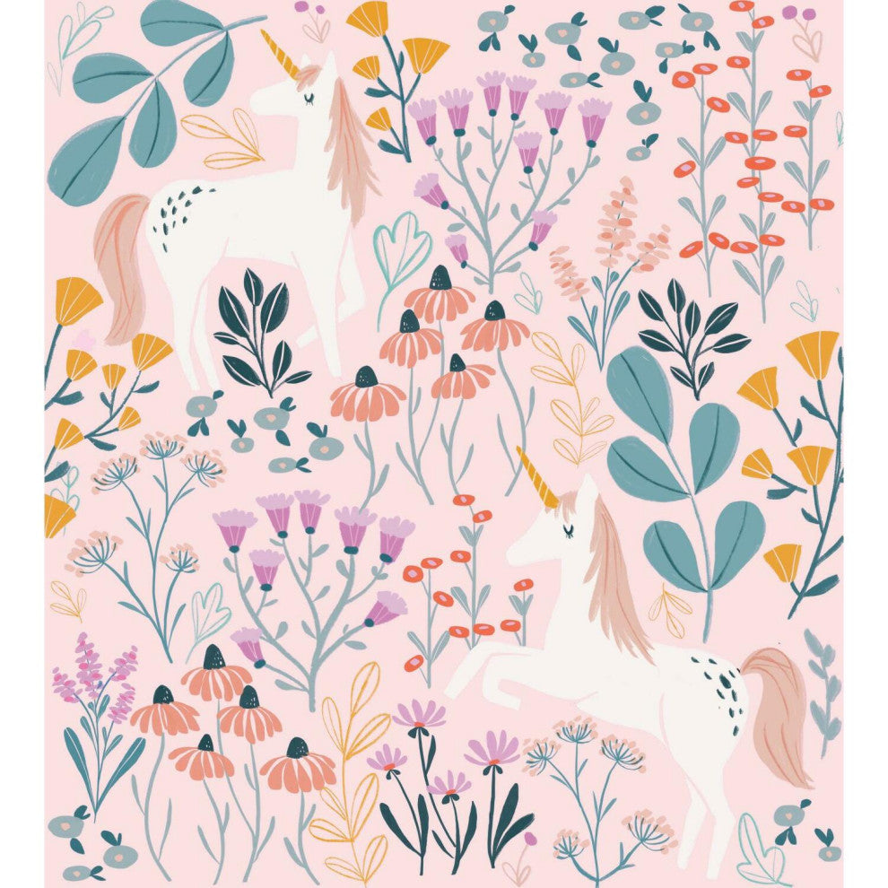 Pink & Green Unicorn Paradise Peel & Stick Wallpaper