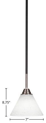 Paramount Mini Pendant, Matte Black & Brushed Nickel, 7" White Muslin