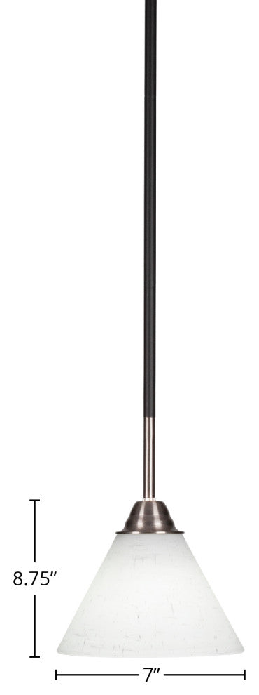 Paramount Mini Pendant, Matte Black & Brushed Nickel, 7" White Muslin