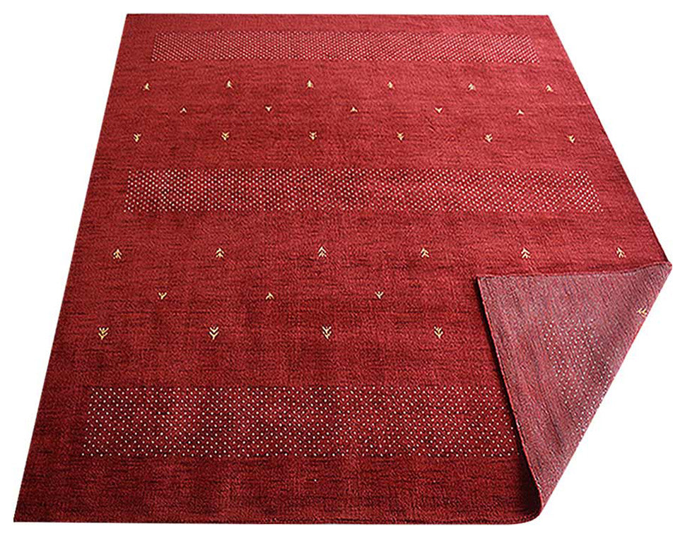 HAND KNOTTED LOOM WOOL ECO-FRIENDLY AREA RUGS - Rectangle, Red, Contemporary