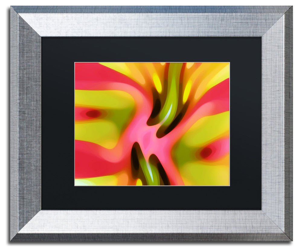 ''Pink Owl'' Matted Framed Art, Silver Frame, Black Matte, 14x11