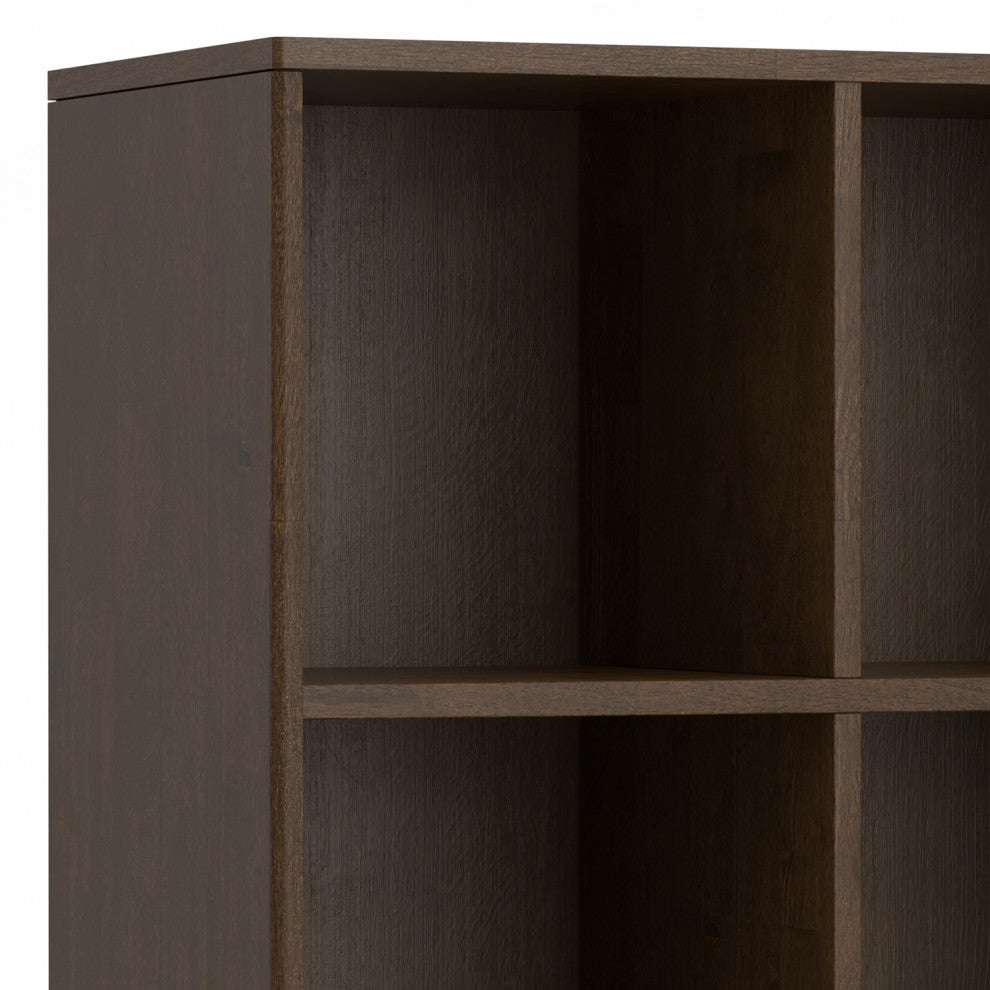 Harper SOLID HARDWOOD Low 6 Cube Storage With Drawers, Walnut Brown