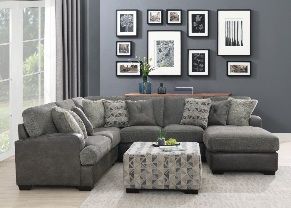 Melissa Sectional Chofa, Gray Herringbone