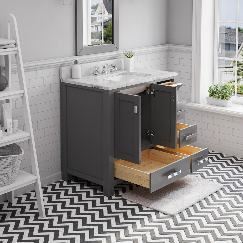 36" Wide Cashmere Gray Single Sink Bathroom Vanity, Faucet Included