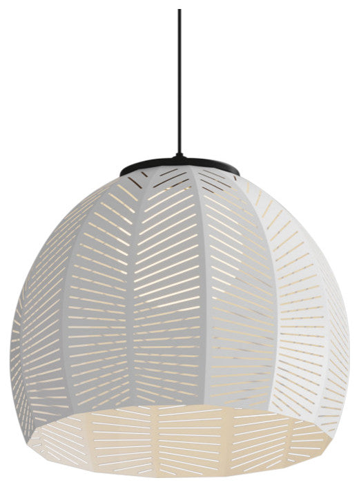 Amicus 16" Pendant, Textured White Powdercoat/Dark Stained Walnut, 2700k Led