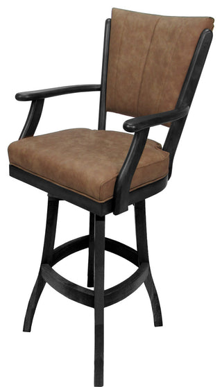 Classic Counter Bar Stools, Pecan Brown Vinyl Gray, 34"