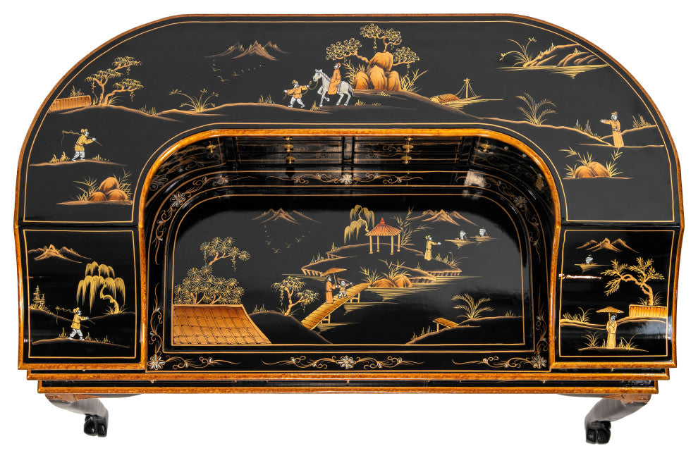 Black Lacquer Desk With Chair Landscape