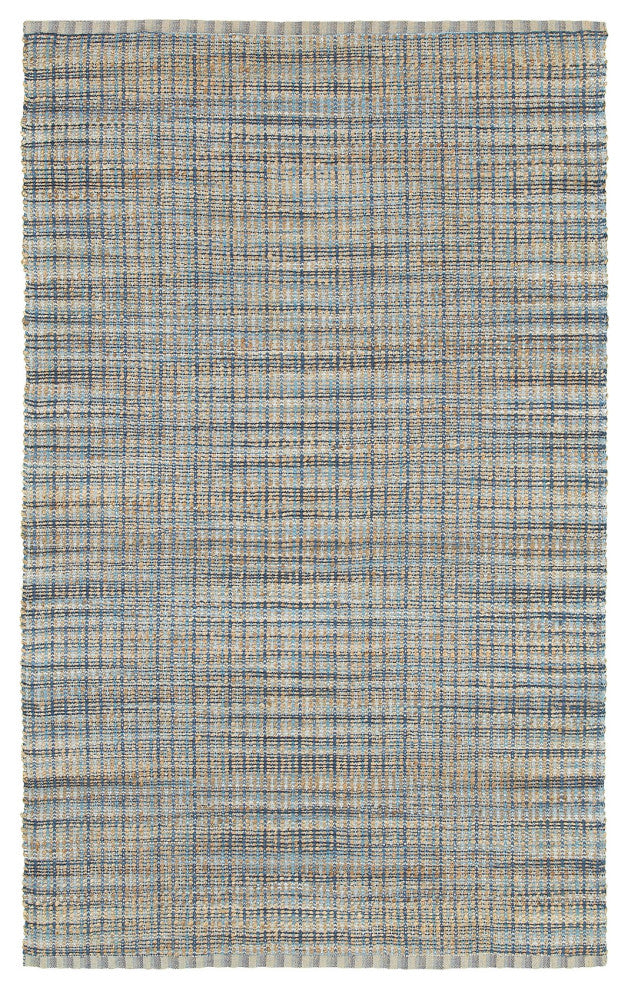 5" x 8" Navy and Natural Interwoven Area Rug
