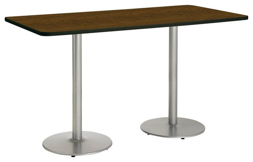 KFI Mode 42" x 96" Conference Table Walnut Round Silver Base Bistro Height