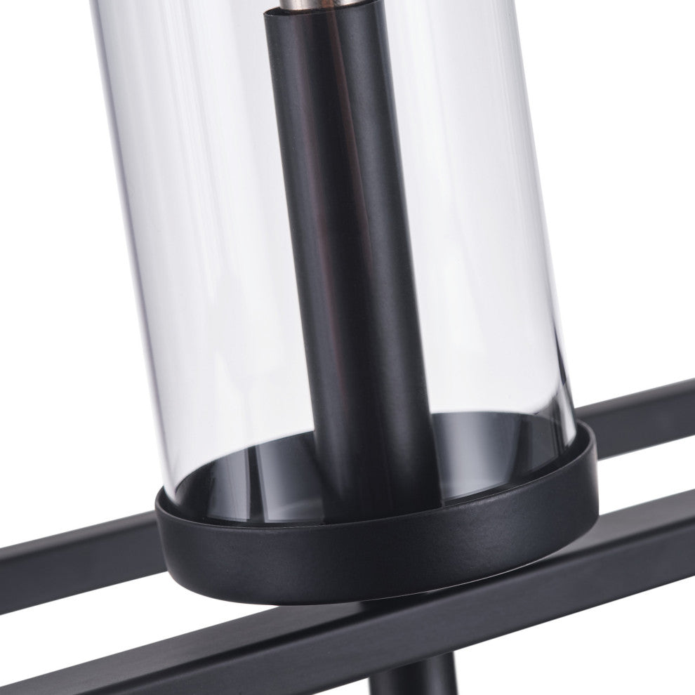 Farmhouse 5-Light Metal Frame Kitchen Island Chandelier with Glass Shades