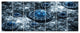 Blue Fractal Exotic Planet, Abstract Canvas Art Print, 83"x32", 7 Panels