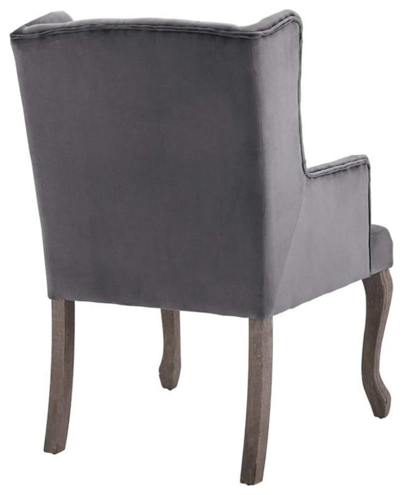 Gray Realm French Vintage Dining Performance Velvet Armchair