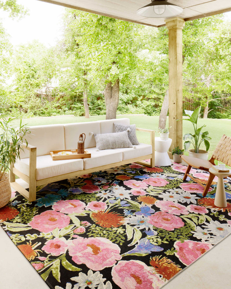 Loloi II Botanical Black/Multi 6'7"x9'4" Area Rug