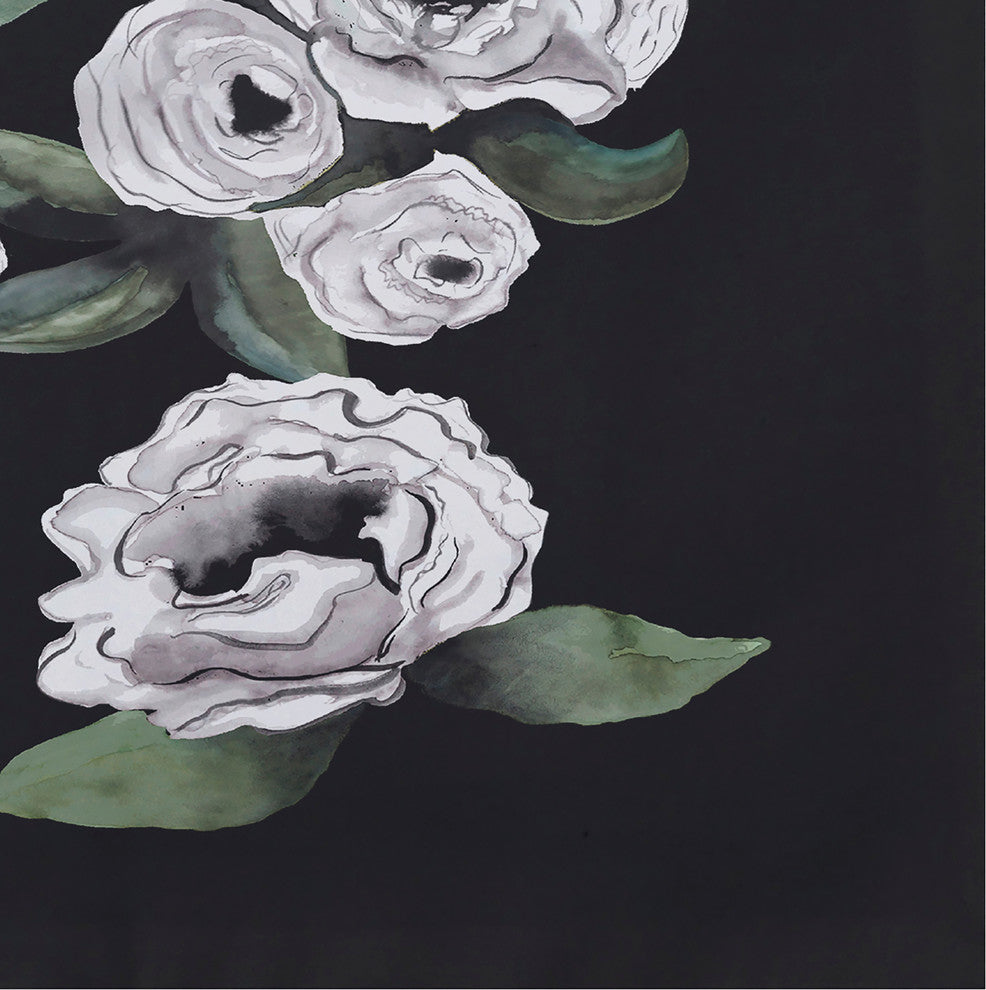 Radiant Rose 18"x14" Black Floral Print Placemat, Set of 4