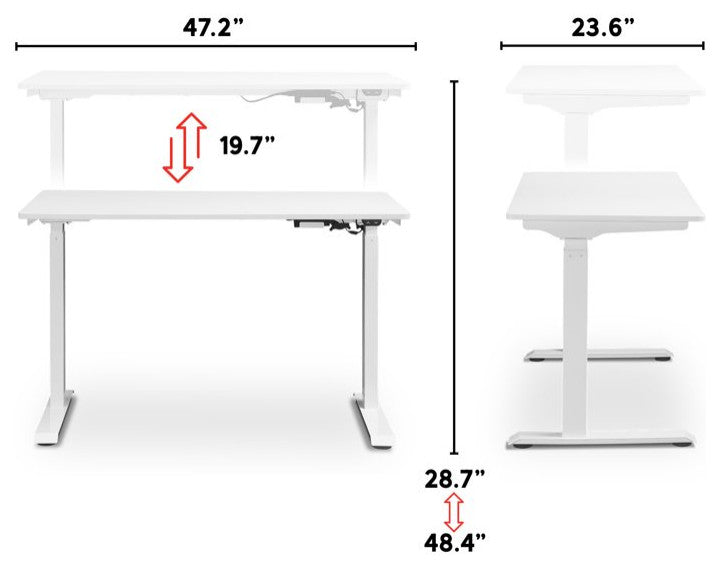 Electric Desk, Fully Motorized Design With Metal Legs & Adjustable Top, White
