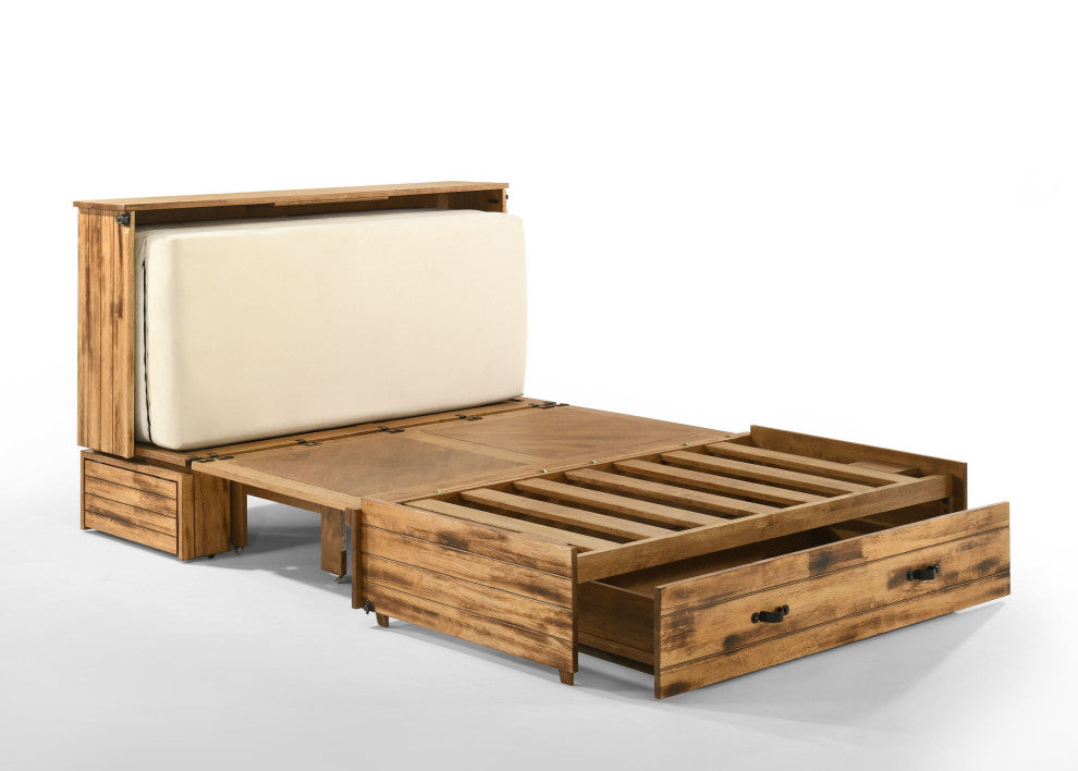 Ranchero Cabinet Murphy Bed with Gel Memory Foam Mattress, Bakar