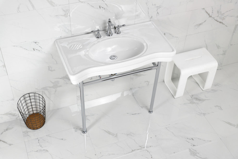 Fauceture VPB28140W81 36" Ceramic Console Sink, Legs