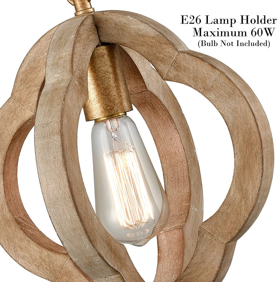 Industrial Wood Chandelier Farmhouse Rust Pendant Light Brown Wood Pendant Lamp