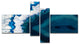 Blue Brazilian Geode, Abstract Canvas Wall Art Print, 60"x32", 4 panels