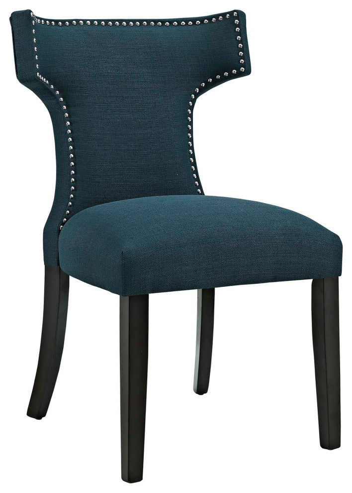 Modern Azure Curve Fabric Dining Chair