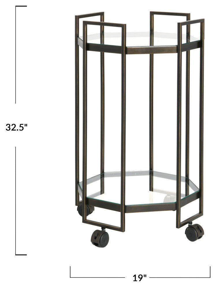 Octagon Black Metal Bar cart