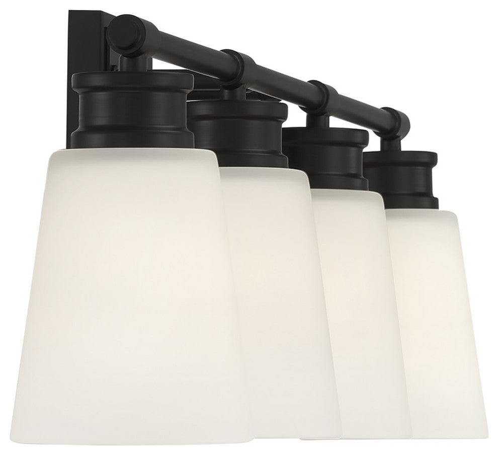 4-Light Bathroom Vanity Light, Matte Black