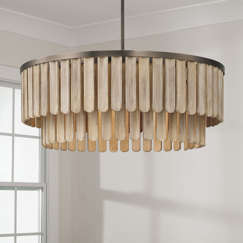 Capital Lighting 355661 Jada 6 Light 30"W Wood Pendant - Dark Brass