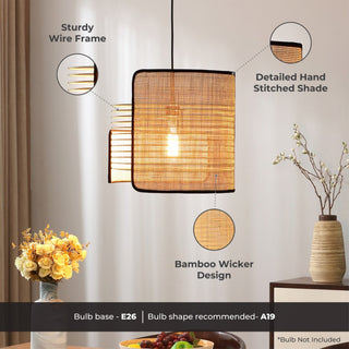 Vidalite Mazal, Boho Bamboo Wicker Single Pendant Light