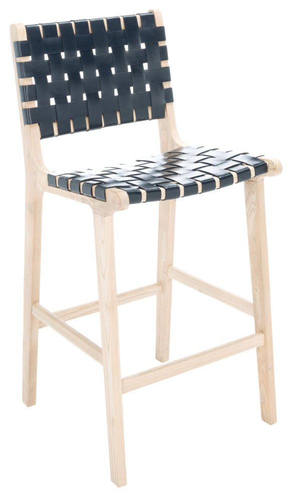 Safavieh Adah Leather Counter Stool, Black / Natural