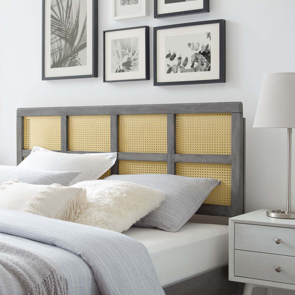 Headboard, Queen Size, Wood, Gray, Modern Mid-Century, Bedroom Master