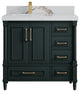 Aberdeen 36 Left Offset Bath Vanity in Dark Forest Green 2" Calacatta Gold