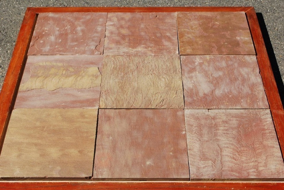Pink Leather Sandstone, Natural Cleft Face/Back Finish, 16"x16", Set of 384