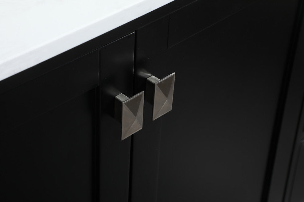 Isabel Single Bathroom Vanity, Black, 60", Without Backsplash