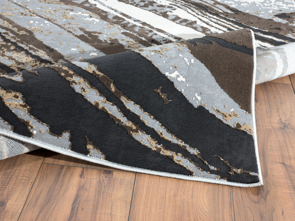 Abani Aspen Collection ASP160A Contemporary Gray Marble Area Rug