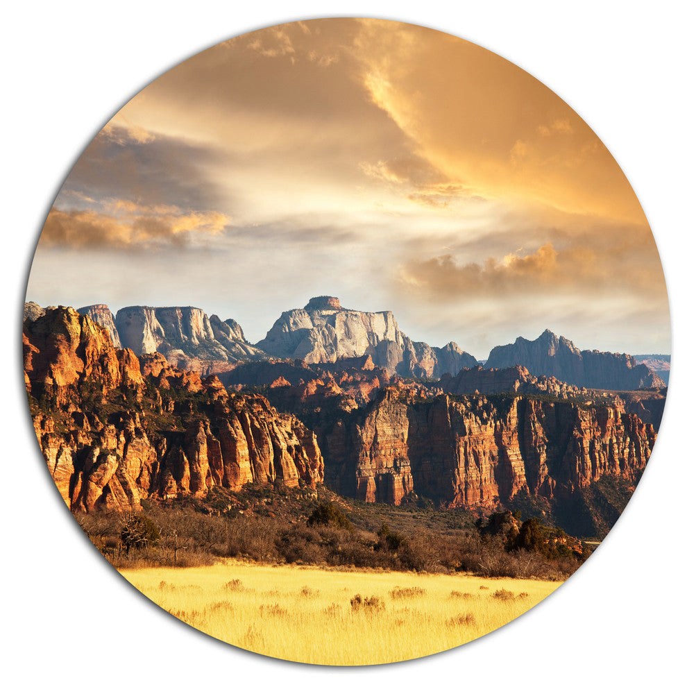 Zion National Park Utah Usa, Landscape Round Wall Art, 36"