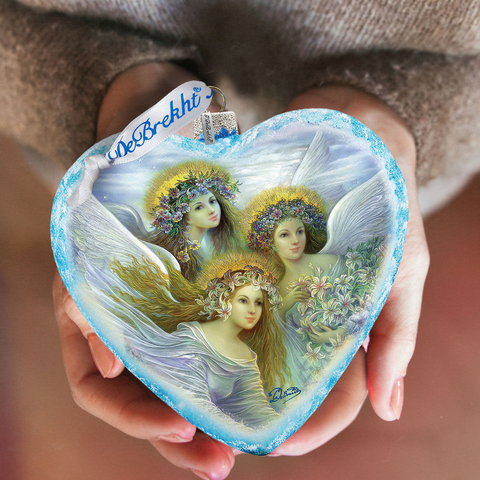 Hand Painted Scenic Glass Ornament Limited Edition Three Angels