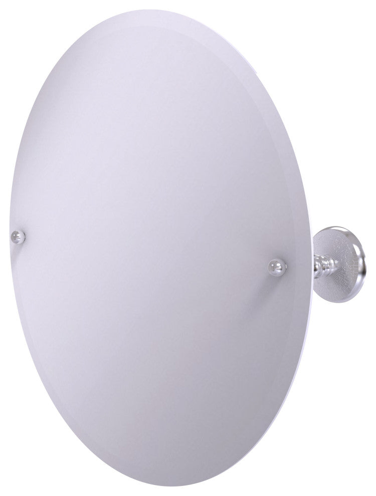 Frameless Round Beveled Edge Tilt Mirror, Satin Chrome