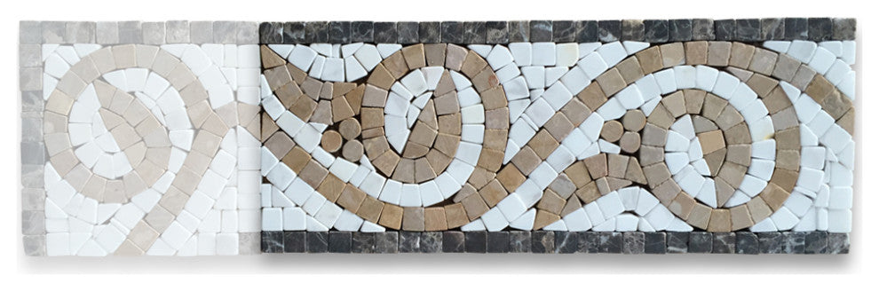 Marble Mosaic Border Bathroom Listello Tile Garden Gold 4x9.8 Tumbled, 1 piece