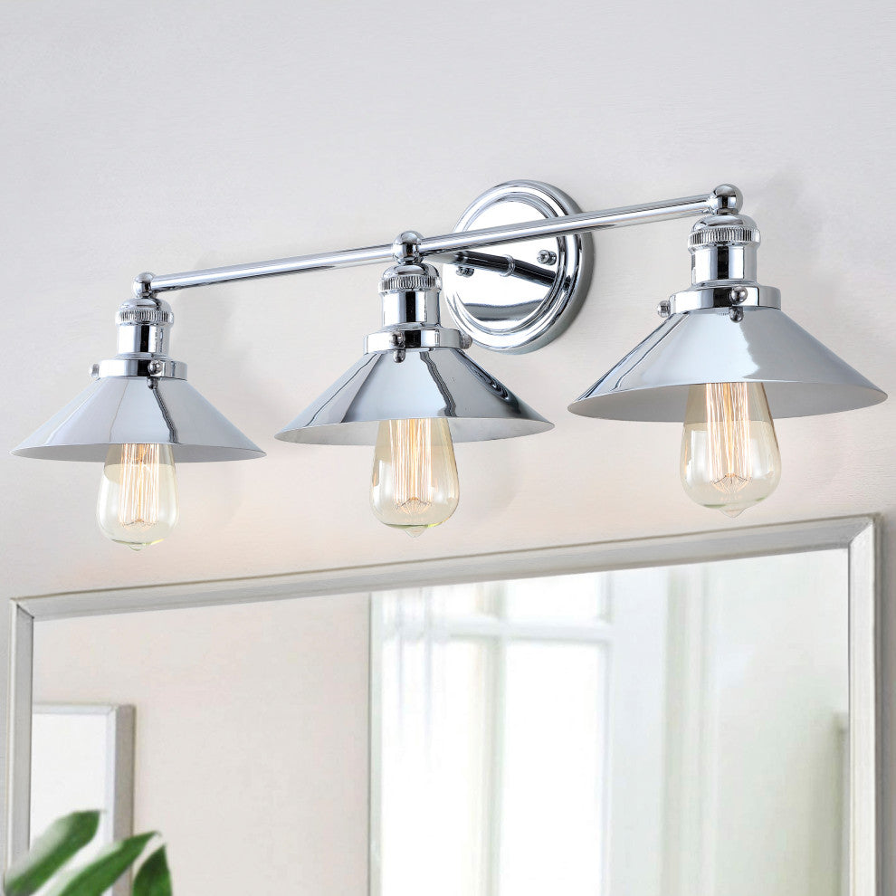 June Metal Shade Sconce, Chrome, 3-Light
