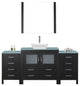 Virtu Dior 72" Single Bathroom Vanity, Zebra Gray , Faucet, Mirrors