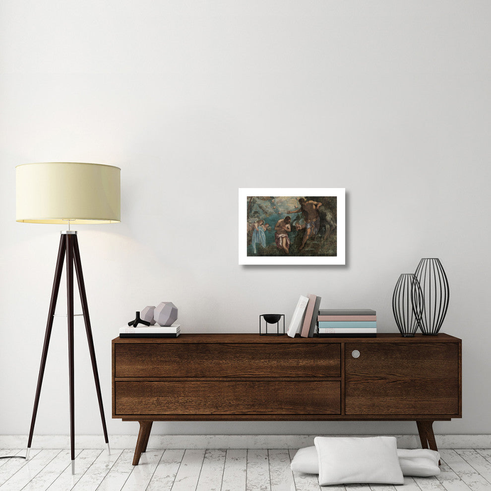 "Baptism of Christ, 1580s" Digital Paper Print by Tintoretto, 24"x17"