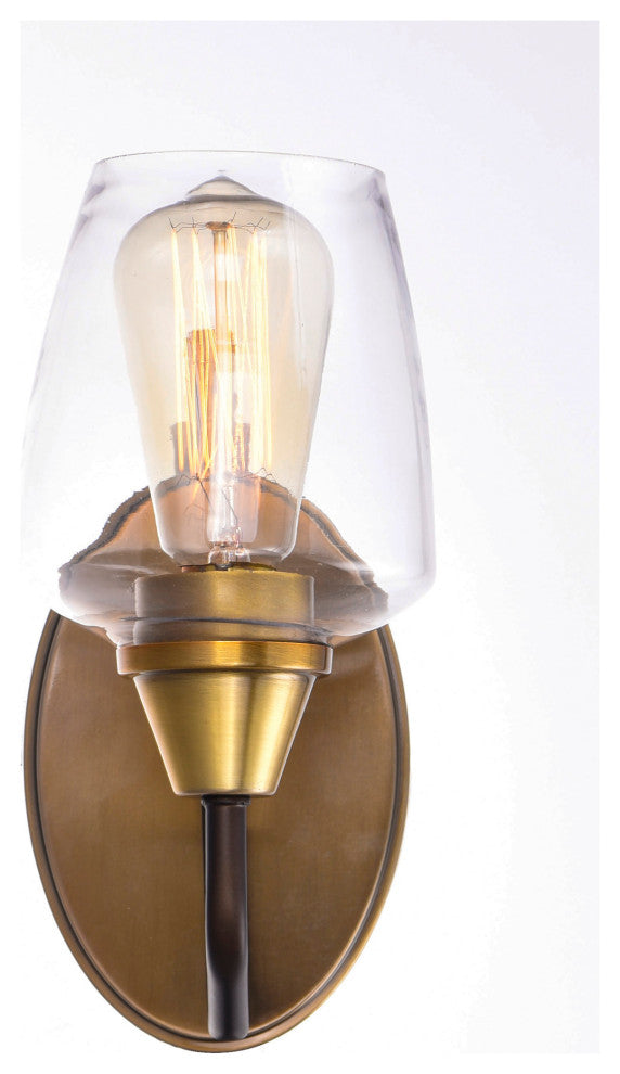 Maxim 26121CL Goblet 1 Light 10" Tall Bathroom Sconce - Bronze / Antique Brass
