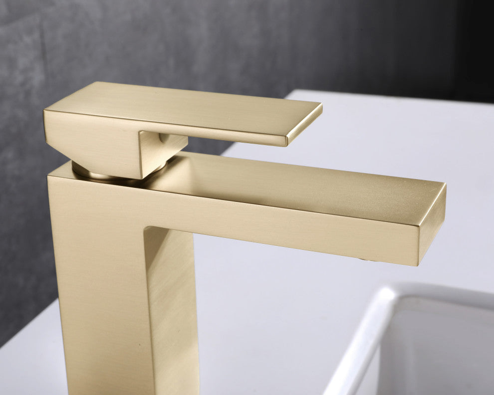 Alma Single Handle Basin Faucet with a pop up drain , Upc Certified, Gold