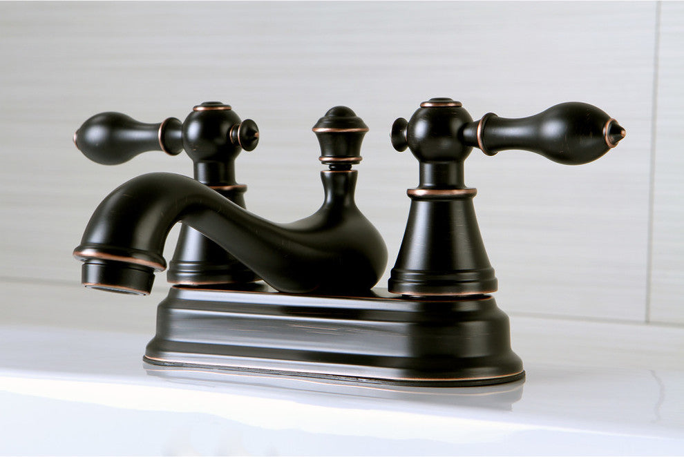 Fauceture 4" Centerset Bathroom Faucet With Retail Pop-Up, Naples Bronze