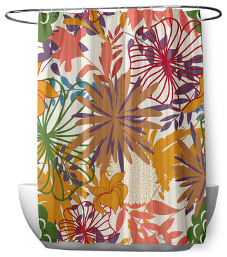 70"Wx73"L Jumble Floral Shower Curtain, Scallion