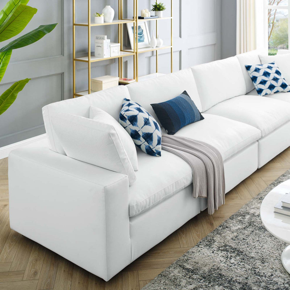 Sofa, Faux Vegan Leather, White, Modern, Living Lounge Hotel Lobby Hospitality