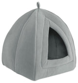 Igloo Cat Bed, Soft Indoor House, Removable Cushion by Petmaker, Grey