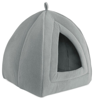 Igloo Cat Bed, Soft Indoor House, Removable Cushion by Petmaker, Grey